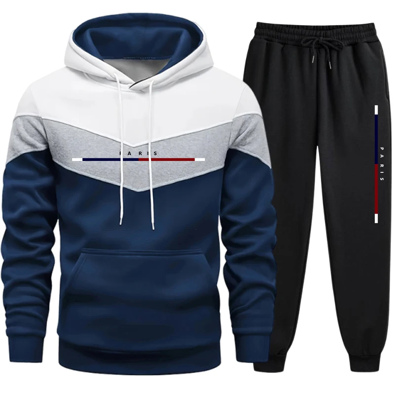 Winter Clothing Sales - ホット販売メンズトラックスーツカジュアルトリコロールスプライススウェットシャツアウトドアスポーツジョギング服秋冬シングルパーカーパンツ
