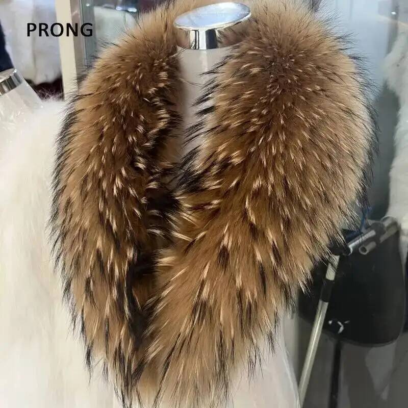 Winter Clothing Matching - 天然アライグマの毛皮の襟,女性用,本物の毛皮のスカーフ,豪華なネックウォーマー,毛皮のショール,ラップスカーフ,男性用コート,ジャケット,毛皮の襟,冬