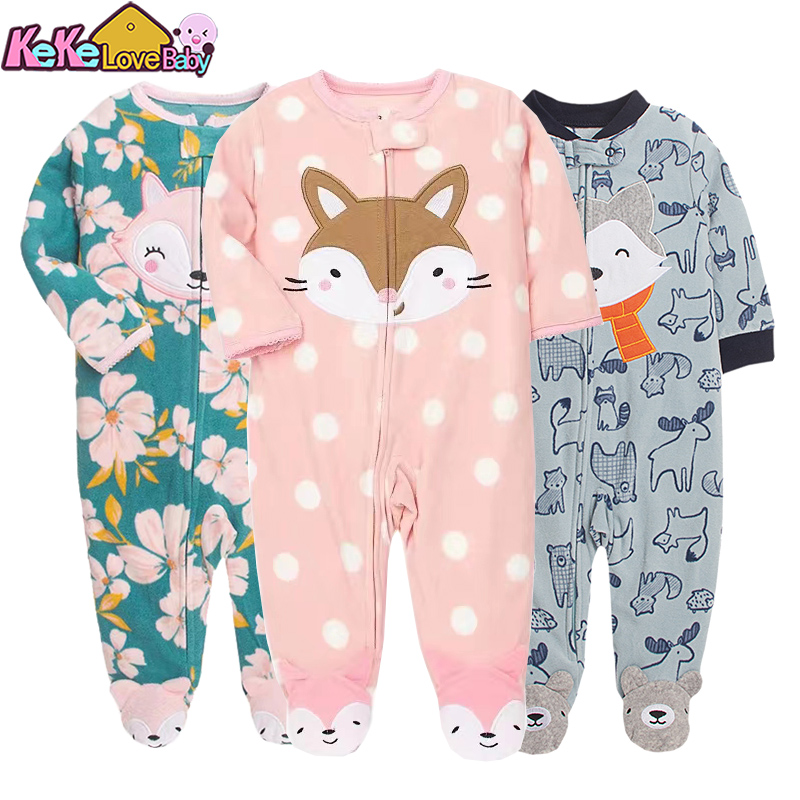 Winter Clothing 1 Year Old - 新生児男の子女の子ロンパース服冬パジャマジッパーフリース秋幼児衣装動物ジャンプスーツ服 0-12 ヶ月新しい