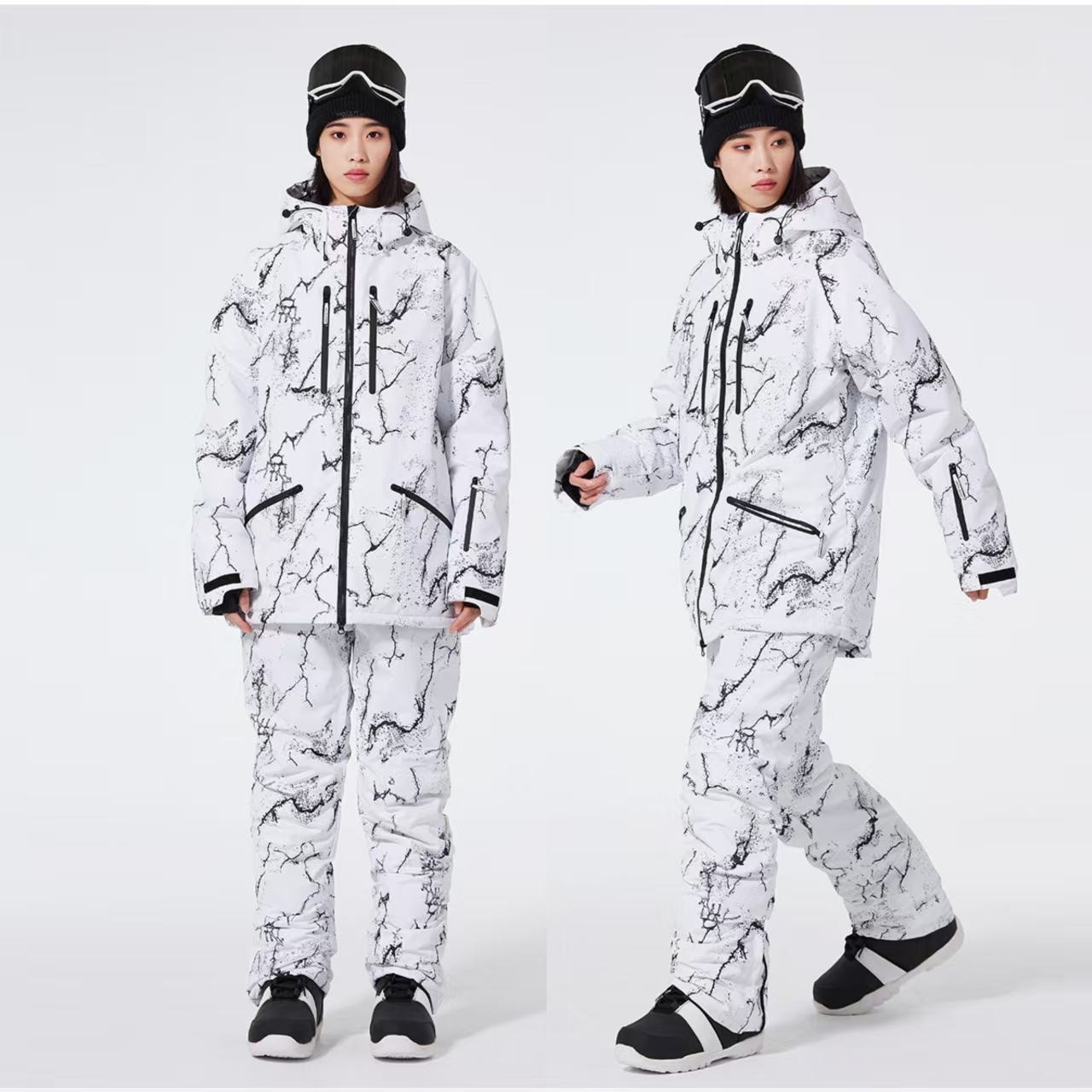 Winter Clothing Matching - 新しいファッション男性女性冬スキースーツ防水スノーボードジャケットとパンツセット雪服女性スキーウェア厚く暖かい