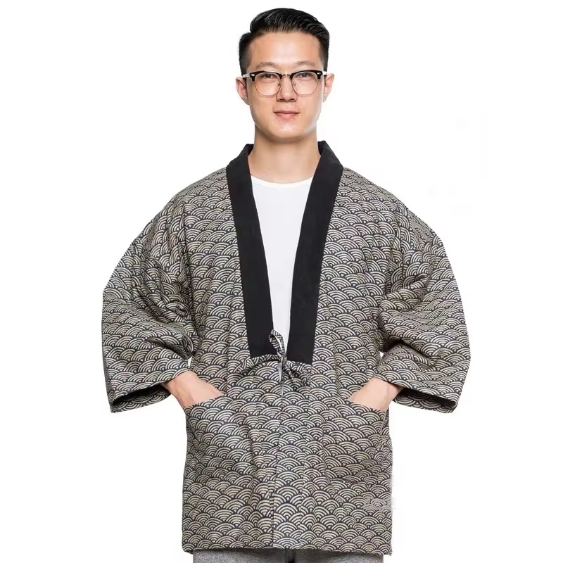Traditional Winter Japanese Clothing - 2025年 ハンテンジャケット メンズ 中綿入りコットン 冬用 日本風