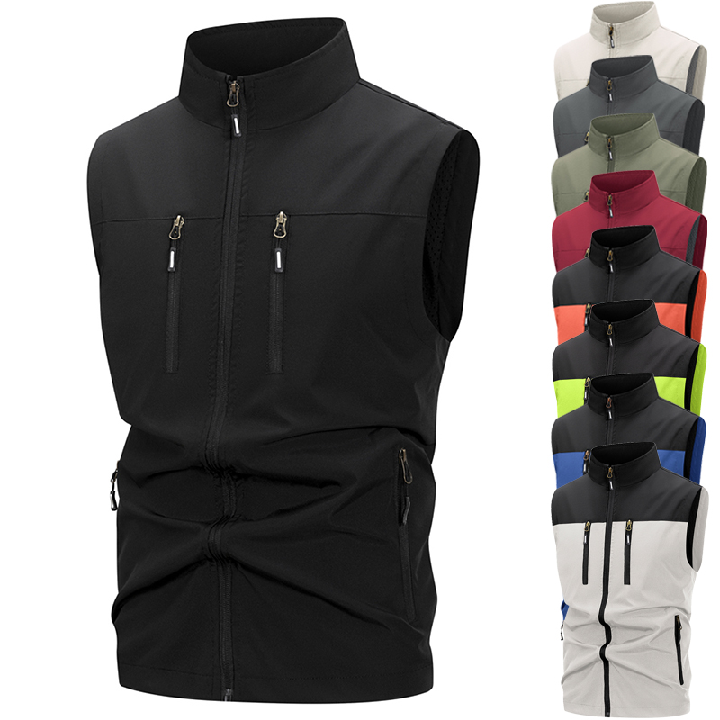 Winter Clothing Matching - メンズ軽量ソフトシェルベスト ジッパーポケット付き 防風 ノースリーブジャケット ハイキング ゴルフ