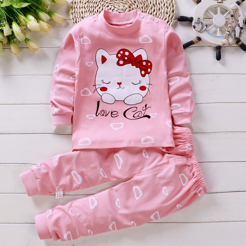 Winter Clothing 1 Year Old - 0〜5歳の女の子のための綿のパジャマ,カジュアル,新生児,漫画,春,冬,2セット