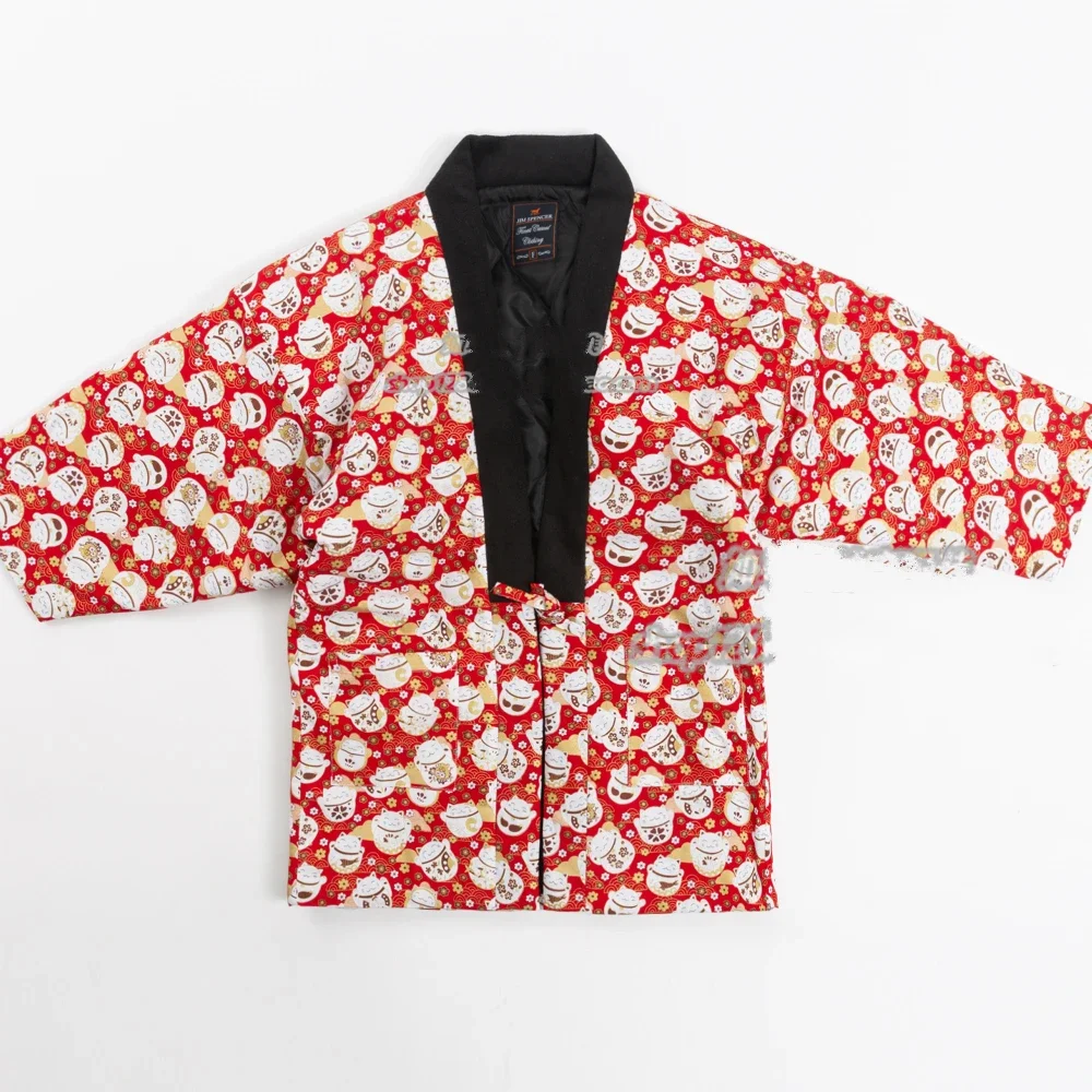 Traditional Winter Japanese Clothing - ハンテン-女性の日本のラッキーキャットルーズコットンジャケット、着物カーディガン、日本のパジャマ、浴衣和風、羽織ガトスーツ、冬服