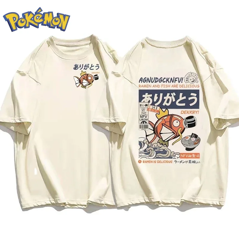 Winter Clothing In Japan - ポケモンアニメコイキングプリントTシャツ2026秋冬新作原宿メンズレディース大きいサイズゆったりデイリー親子トップス
