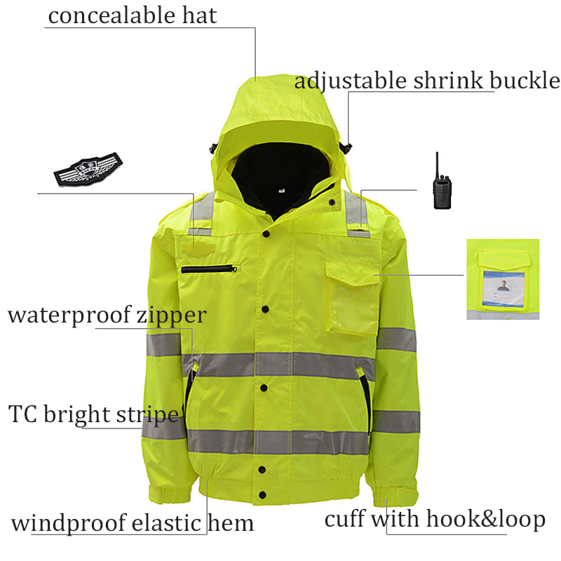 防水ボンバージャケット Hi Vis 作業服ジッパーフロント - Quality Winter Clothing Bomber Jacket のレビューと価格