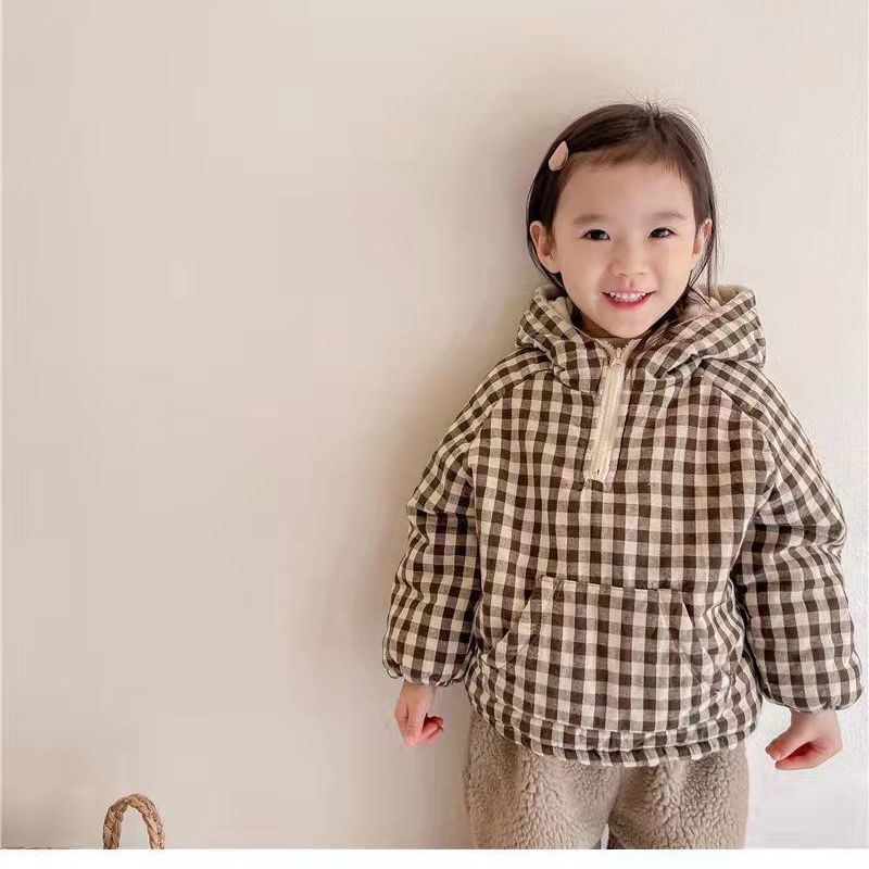 ファッションチェック柄キッズジャケット2026韓国風厚手コッ - Winter Clothing 1 Year Old のレビューと価格