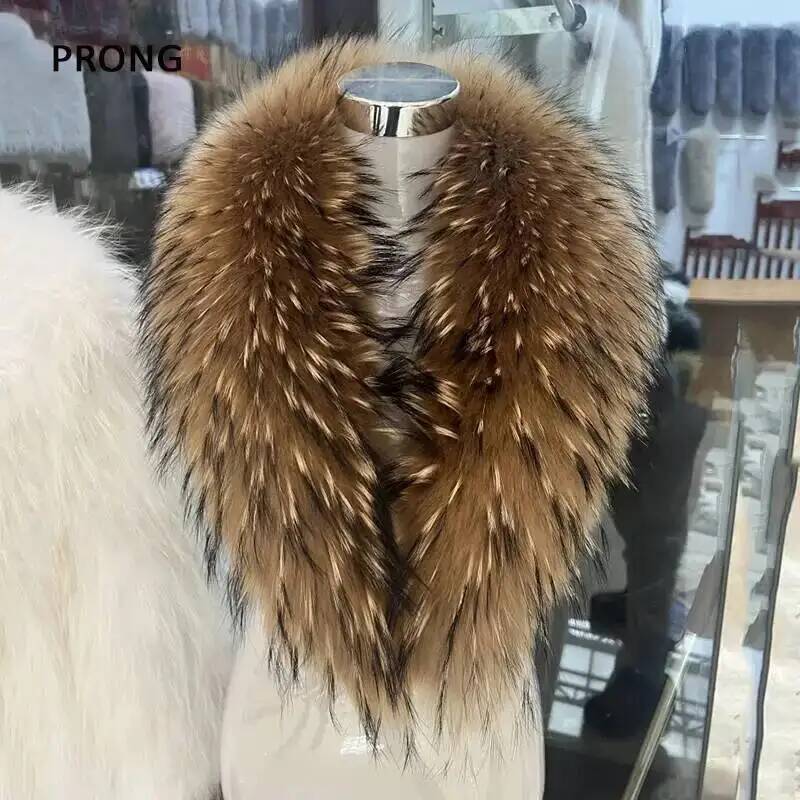 天然アライグマの毛皮の襟,女性用,本物の毛皮のスカーフ,豪華 - Winter Clothing Matching のレビューと価格