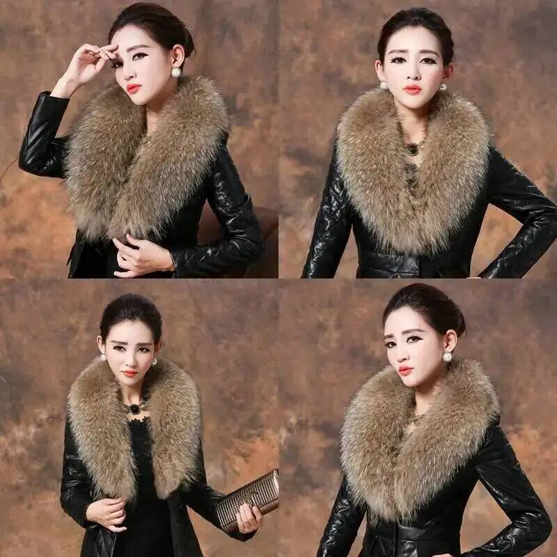 天然アライグマの毛皮の襟,女性用,本物の毛皮のスカーフ,豪華 - Winter Clothing Matching のレビューと価格