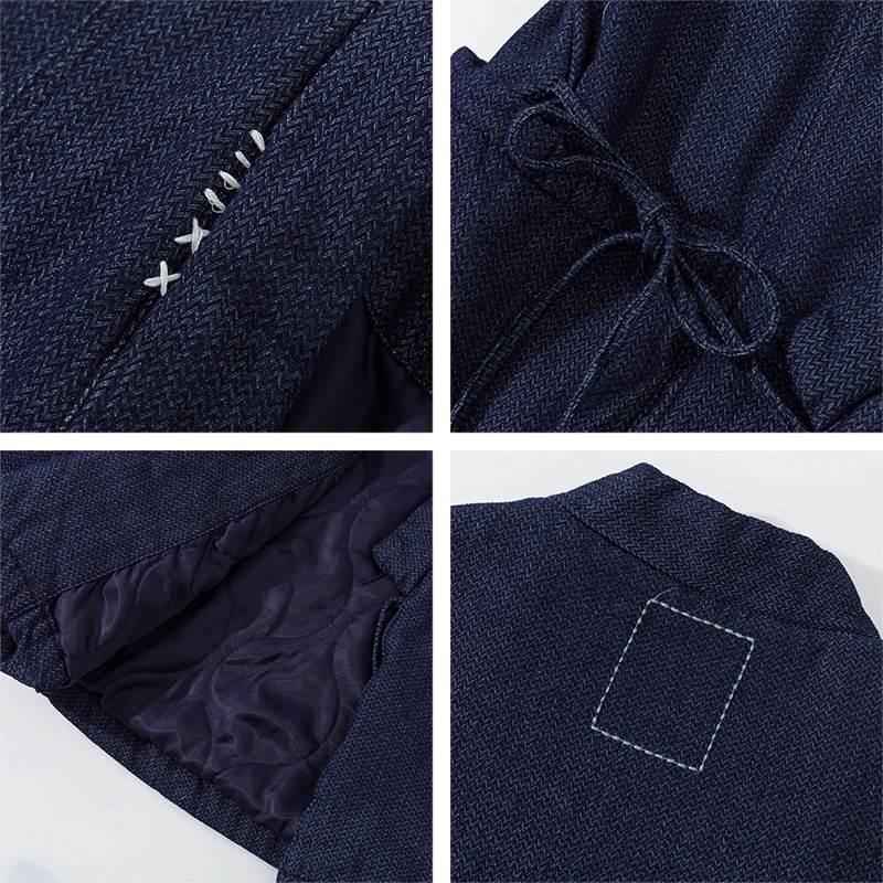 冬の和風ブルー着物ジャケットストリートウェアメンズポケットコ - Traditional Winter Japanese Clothing のレビューと価格