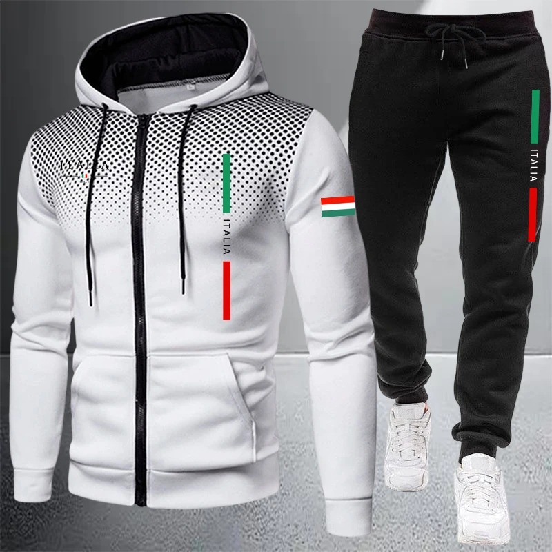 メンズトラックスーツカジュアルジップフード付きスウェットシャ - Winter Clothing Matching のレビューと価格