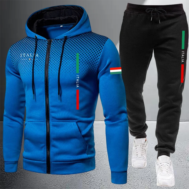 メンズトラックスーツカジュアルジップフード付きスウェットシャ - Winter Clothing Matching のレビューと価格