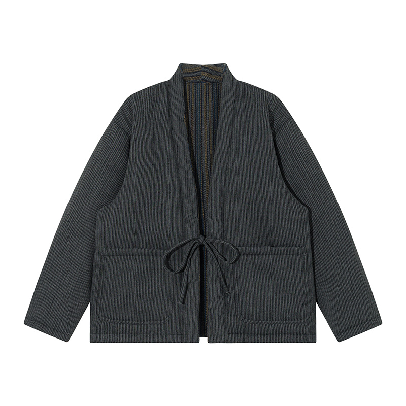 和風ストライプ着物ジャケット 秋冬コート ストリートウェア  - Traditional Winter Japanese Clothing のレビューと価格