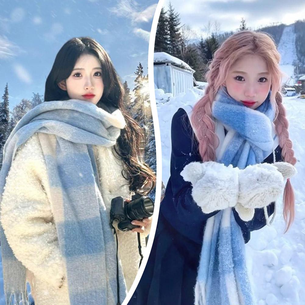 女性用チェック柄スカーフ,暖かくて柔らかいショール,タッセル - Winter Clothing Korea のレビューと価格