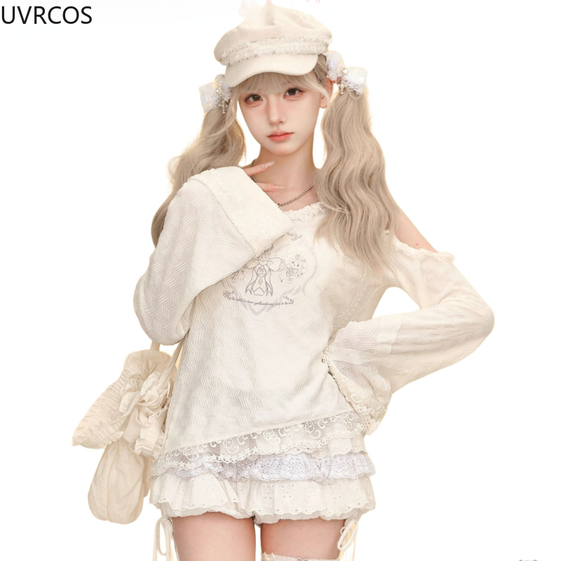 女性のためのロリータスタイルのスカートセット,裸の肩,フード - Winter Clothing Korea のレビューと価格