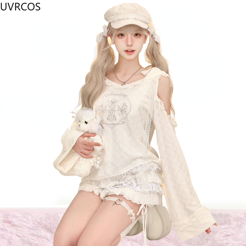 女性のためのロリータスタイルのスカートセット,裸の肩,フード - Winter Clothing Korea のレビューと価格