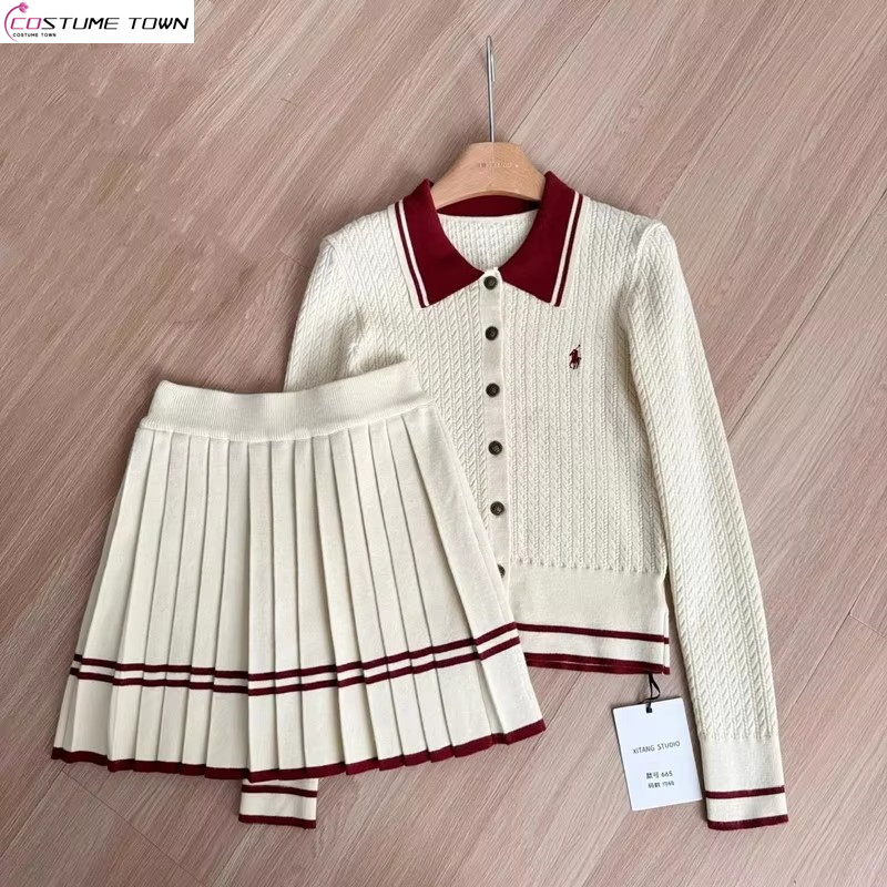 秋冬韓国版新作ニットセットスイートカレッジスタイルニットセー - Winter Clothing Korea のレビューと価格