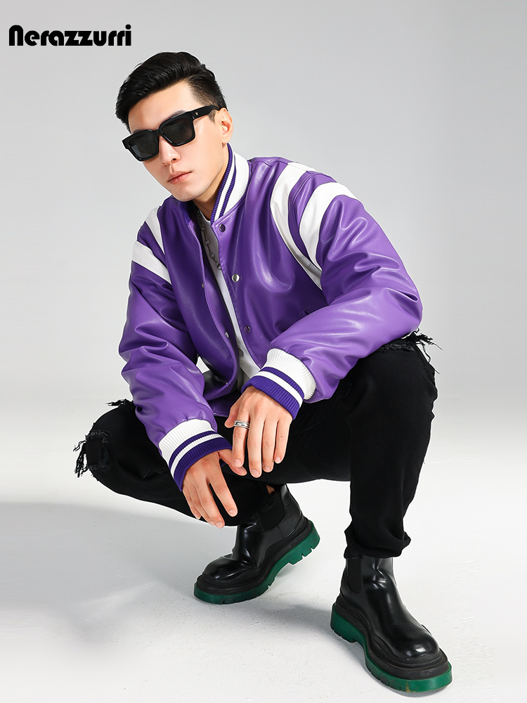 Nerazzurri-メンズPUレザーボンバー、野球ジャケッ - Quality Winter Clothing Bomber Jacket のレビューと価格