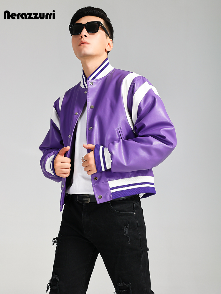 Nerazzurri-メンズPUレザーボンバー、野球ジャケッ - Quality Winter Clothing Bomber Jacket のレビューと価格