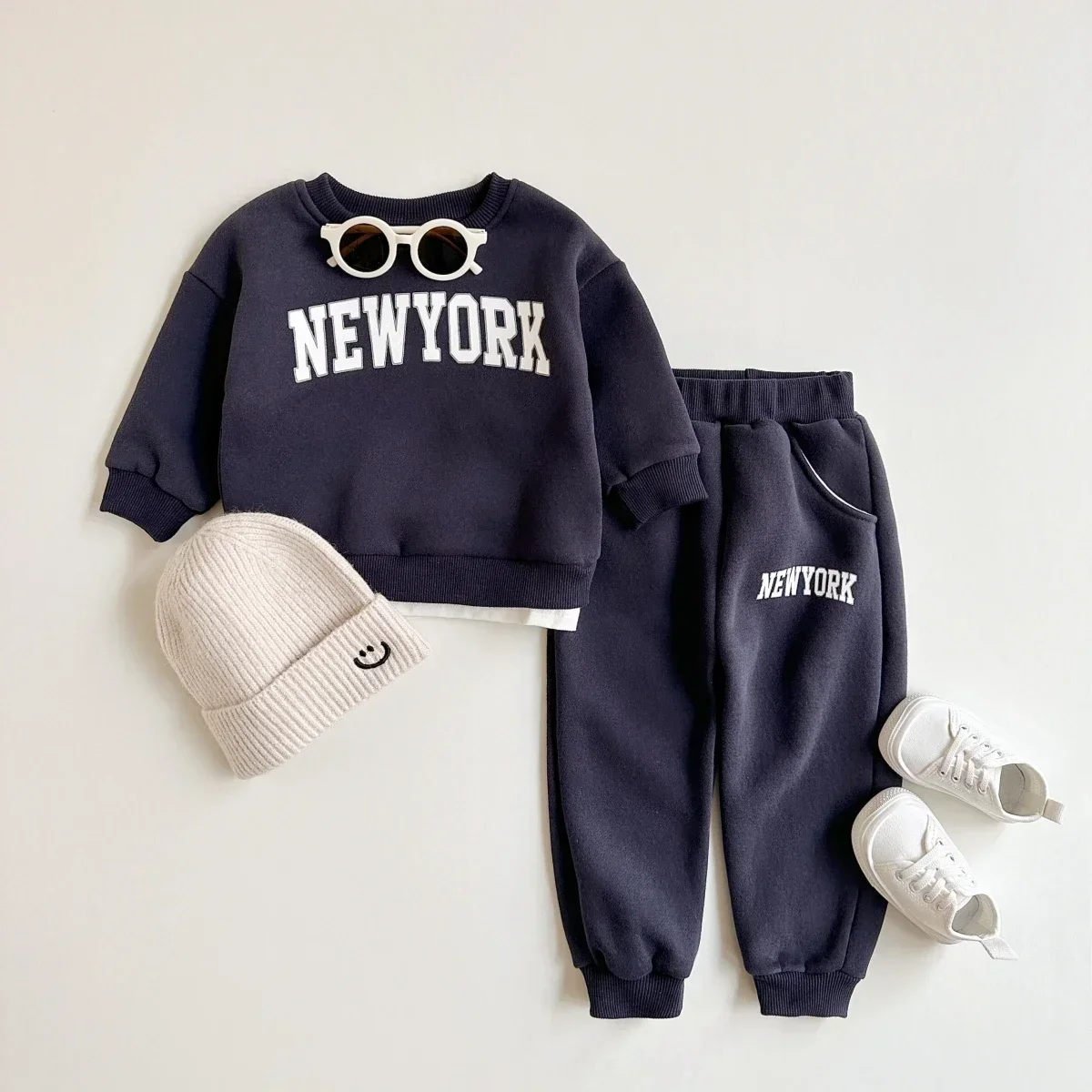2 個ベビー服セット男の子女の子ニューヨークプリントスポーツ - Winter Clothing 1 Year Old のレビューと価格