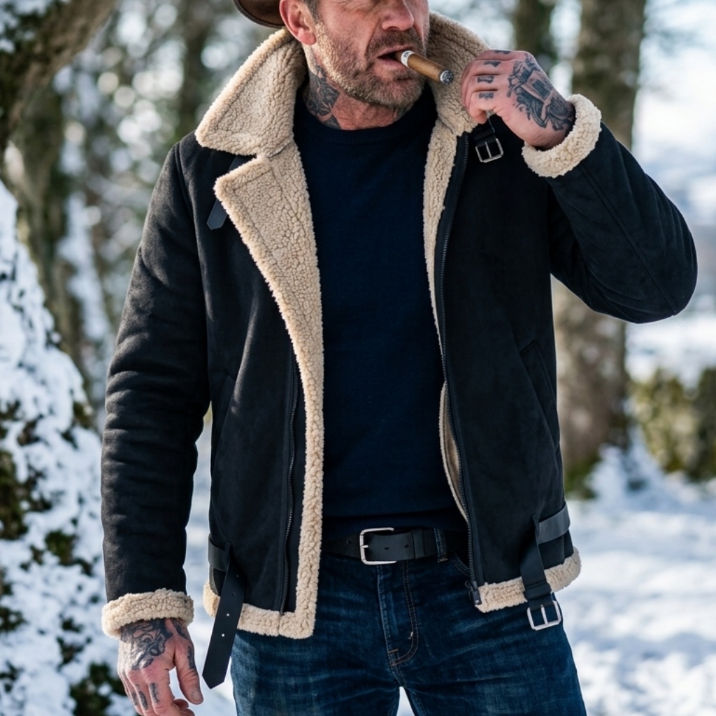 男性冬フェイクスエードジャケットフリース裏地付き暖かい豪華な - Winter Clothing Matching のレビューと価格