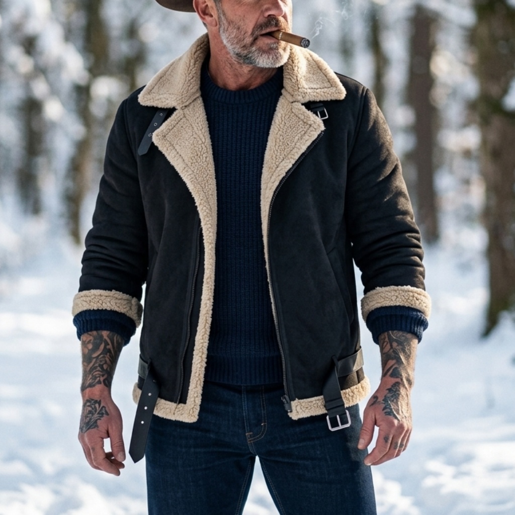 男性冬フェイクスエードジャケットフリース裏地付き暖かい豪華な - Winter Clothing Matching のレビューと価格
