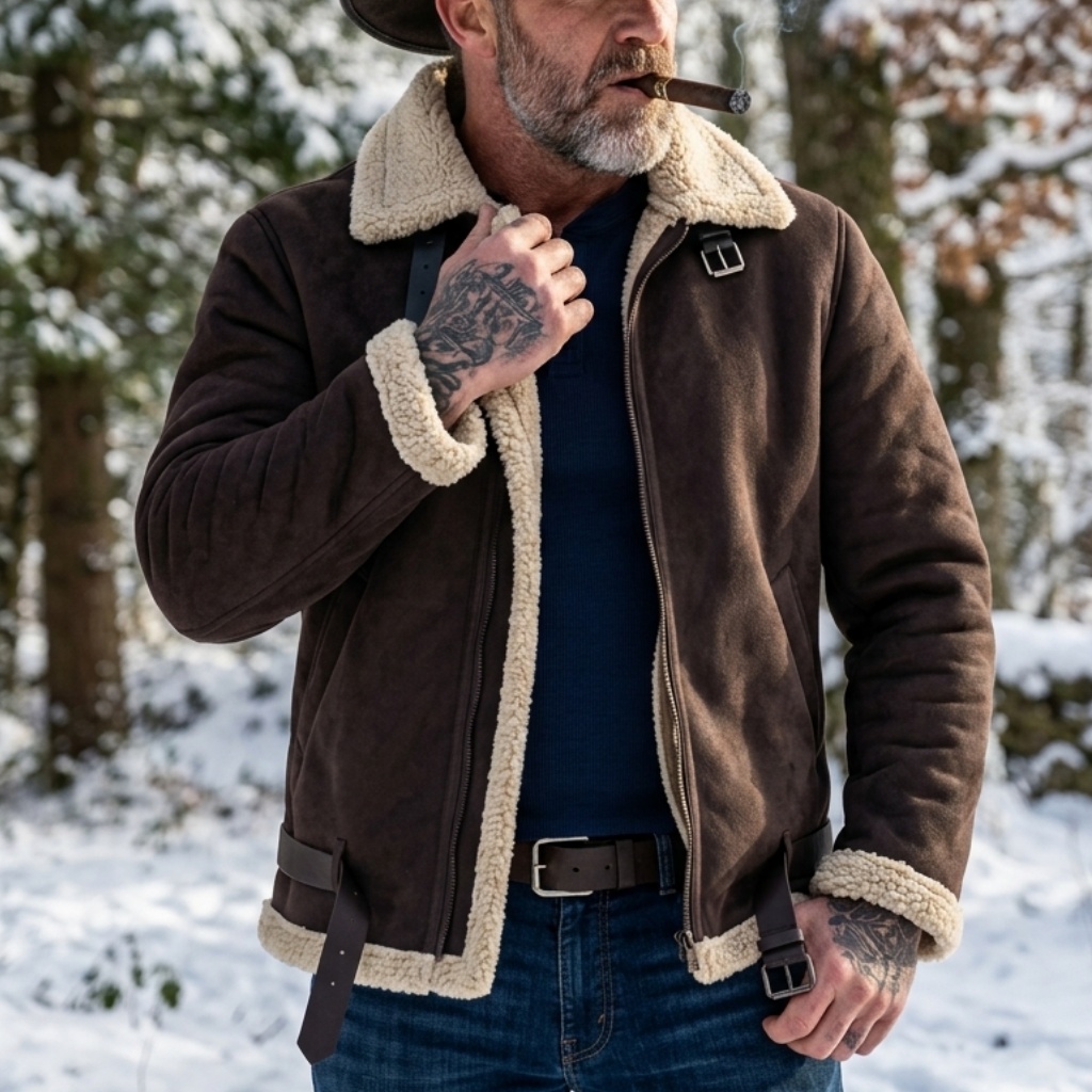男性冬フェイクスエードジャケットフリース裏地付き暖かい豪華な - Winter Clothing Matching のレビューと価格