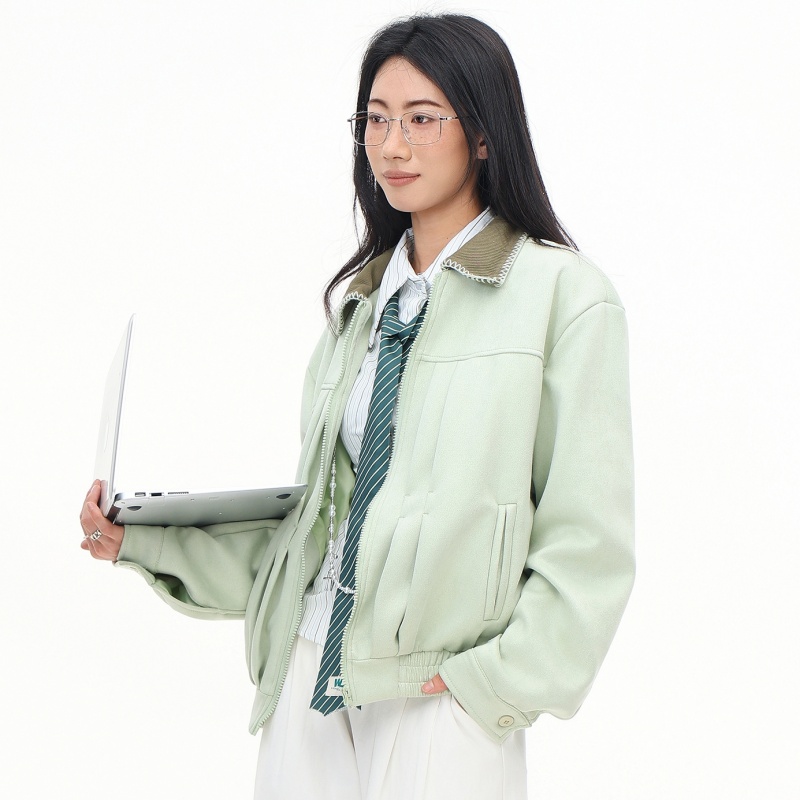 レディース秋ボンバージャケットグリーンラペル高品質アビエイタ - Quality Winter Clothing Bomber Jacket のレビューと価格