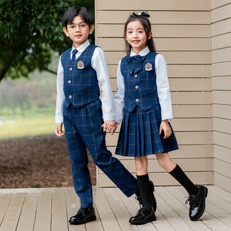 子供英国チェック柄ベストシャツスーツパンツ女の子チョッキブラ - Winter Clothing Korea のレビューと価格