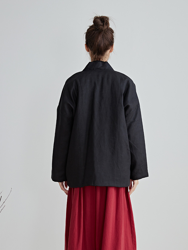 中国風綿アウター黒冬用和服風ローブゆったり綿入りジャケット冬 - Traditional Winter Japanese Clothing のレビューと価格