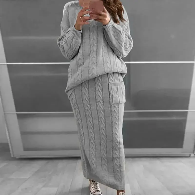 セーター女性セット秋と冬のツーピースセット女性 O ネックニ - Winter Clothing Sales のレビューと価格