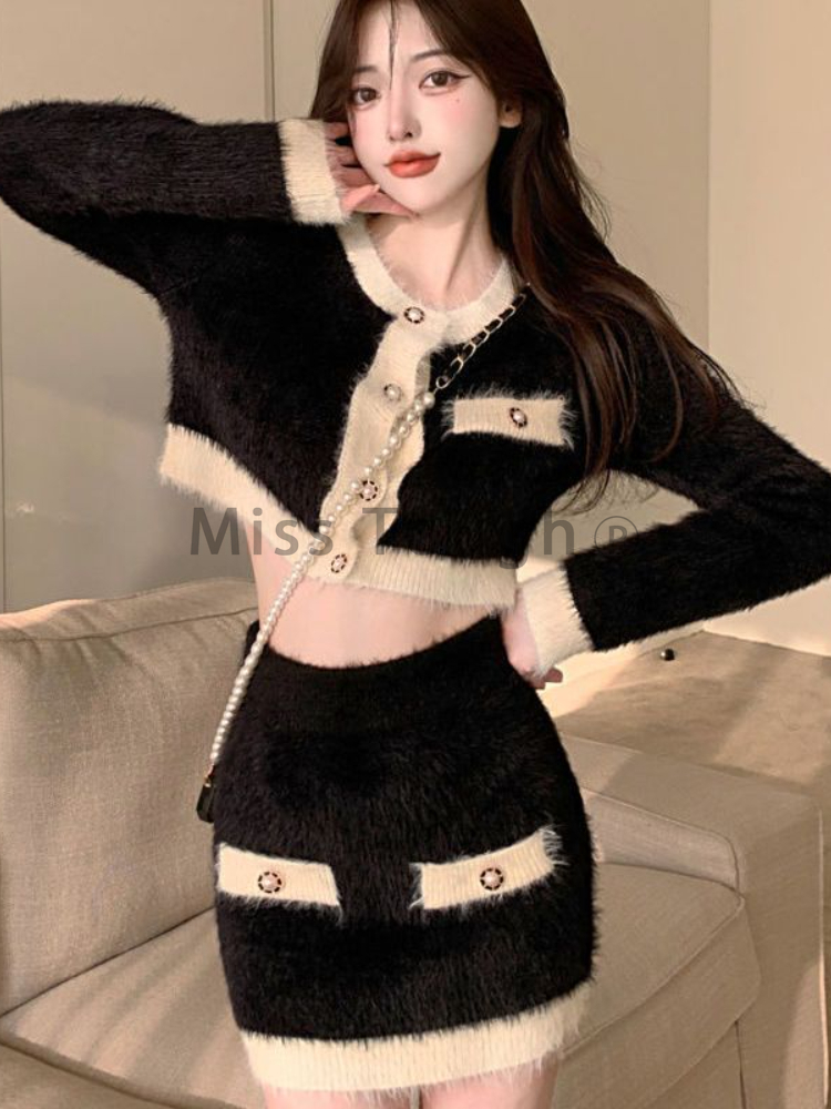 冬ふわふわニット 2 点セット女性パッチワークフレンチヴィン - Winter Clothing Sales のレビューと価格