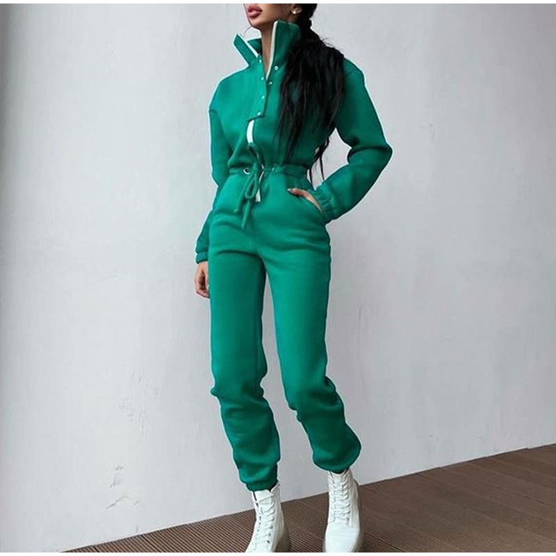 女性用巾着ジャンプスーツ,スタンドカラー,長袖,カジュアル, - Winter Clothing Sales のレビューと価格