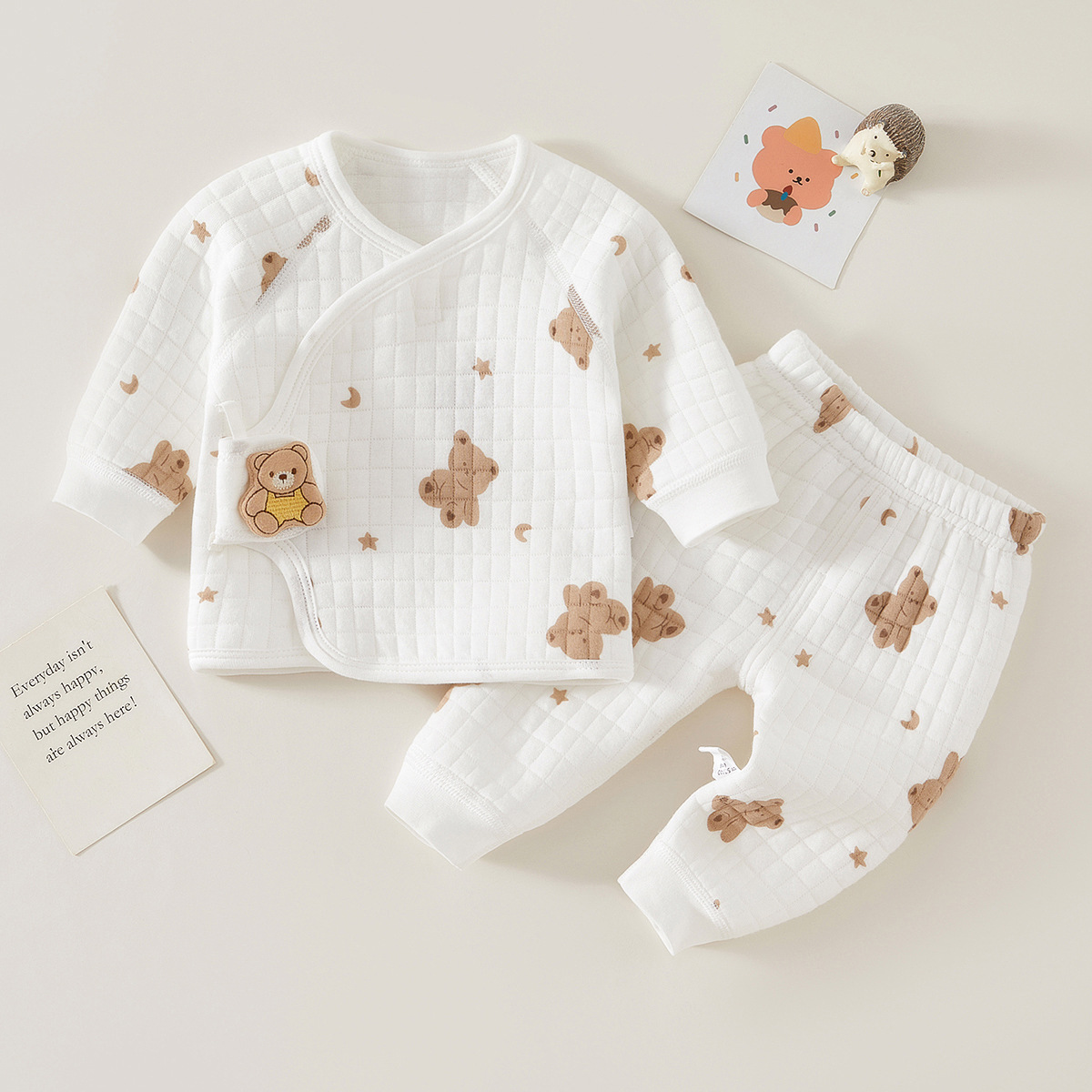 赤ちゃんの漫画のクマのパジャマセット,熱下着,暖かいパジャマ - Winter Clothing 1 Year Old のレビューと価格