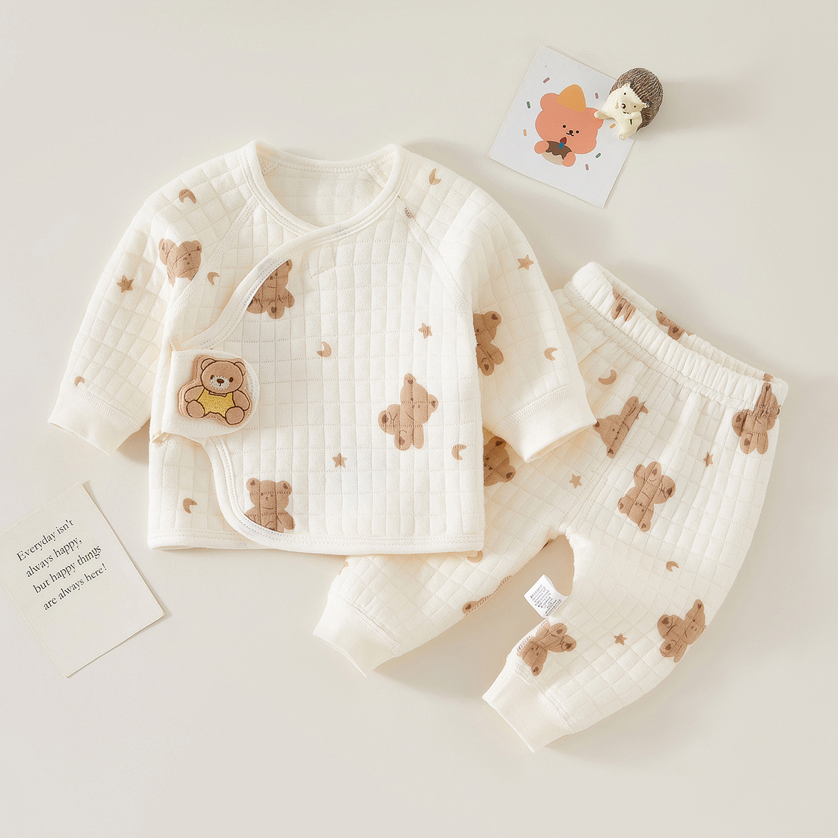 赤ちゃんの漫画のクマのパジャマセット,熱下着,暖かいパジャマ - Winter Clothing 1 Year Old のレビューと価格