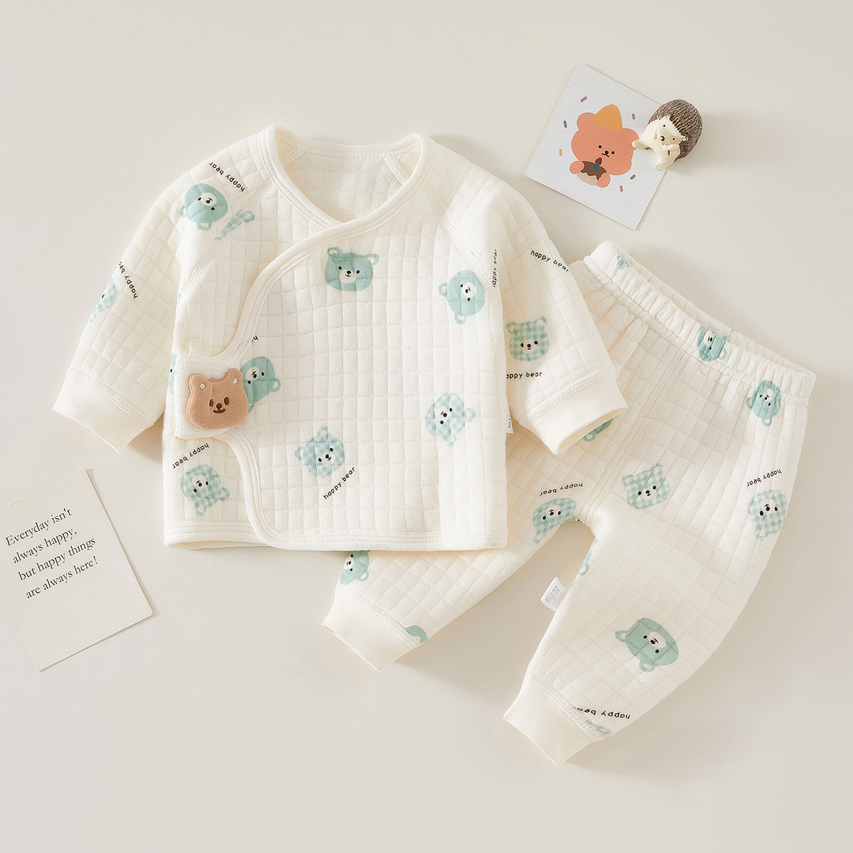 赤ちゃんの漫画のクマのパジャマセット,熱下着,暖かいパジャマ - Winter Clothing 1 Year Old のレビューと価格