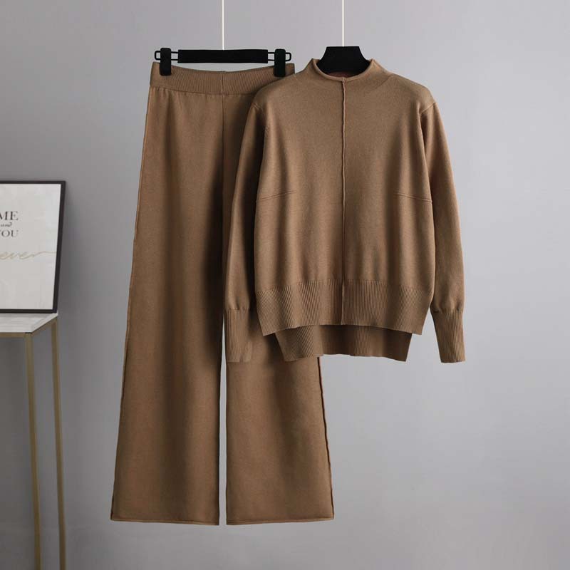 女性用ハーフハイカラーニットトラックスーツ、単色プルオーバー - Winter Clothing Sales のレビューと価格