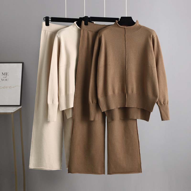 女性用ハーフハイカラーニットトラックスーツ、単色プルオーバー - Winter Clothing Sales のレビューと価格