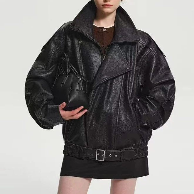 高品質ボンバージャケット女性の高級 PU モトバイカーレザー - Quality Winter Clothing Bomber Jacket のレビューと価格